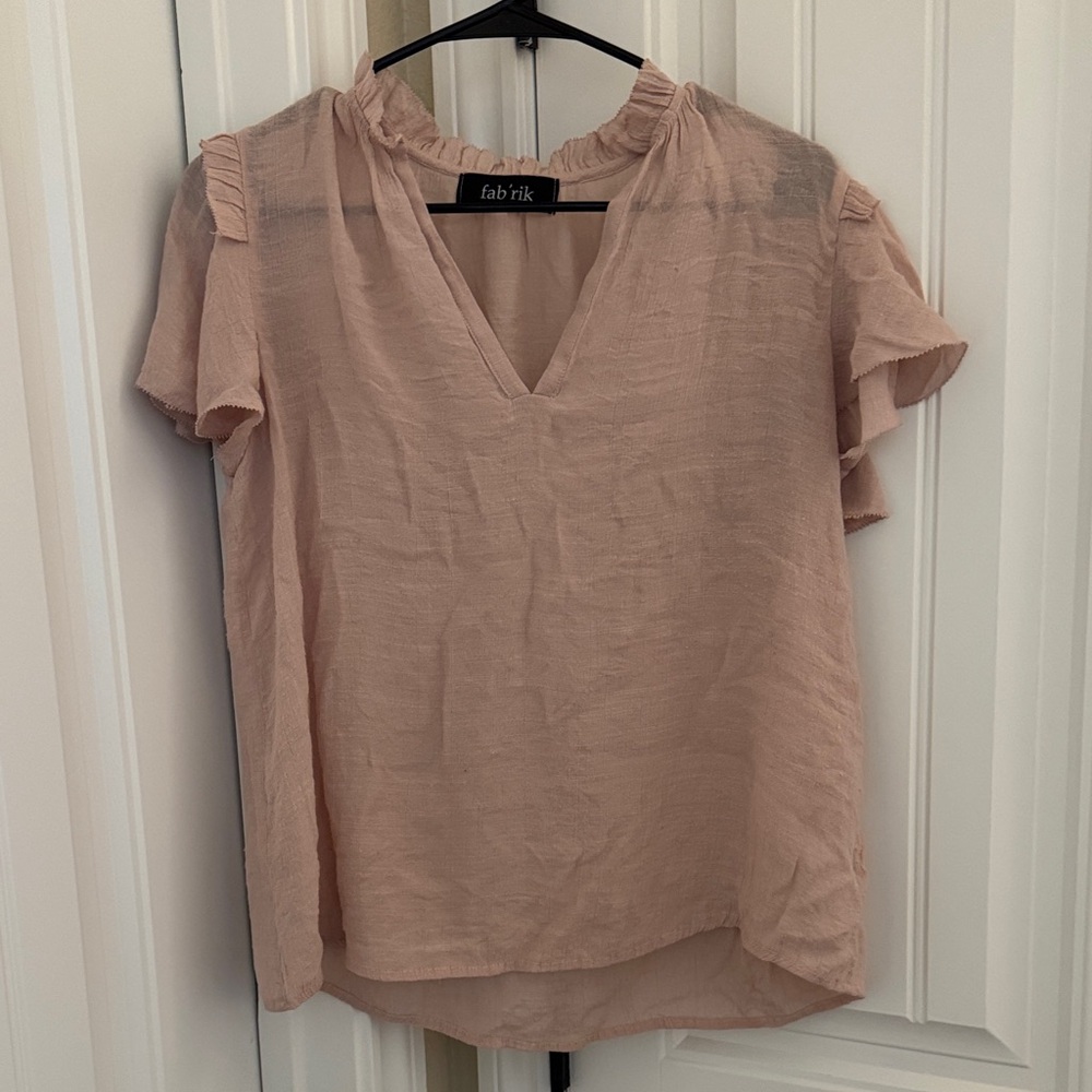 Fab'rik Blush Ruffle Sleeve Blouse